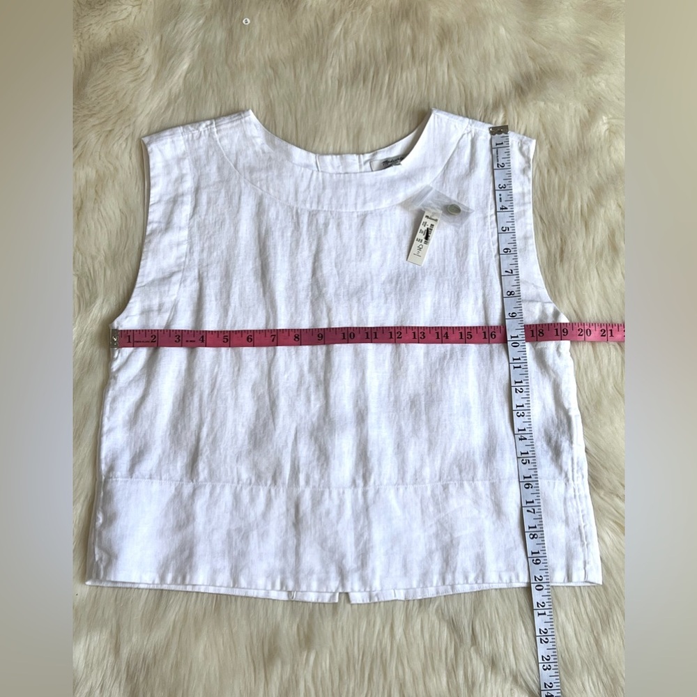🆕Madewell Bateau-Neck Tank in 100% Linen COLOR Eyelet White Sz Small - Picture 9 of 12
